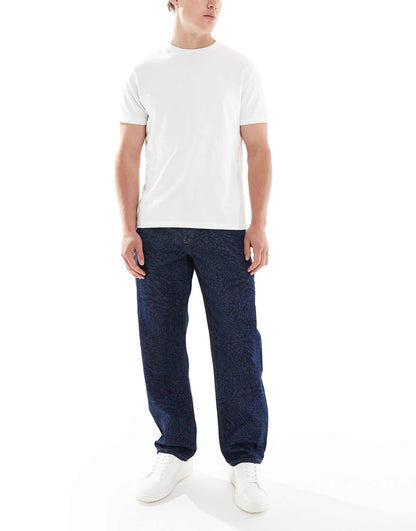 Baggy Jeans With Mixed Animal Laser Print