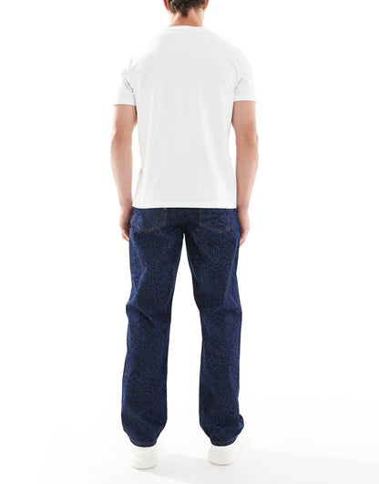 Baggy Jeans With Mixed Animal Laser Print