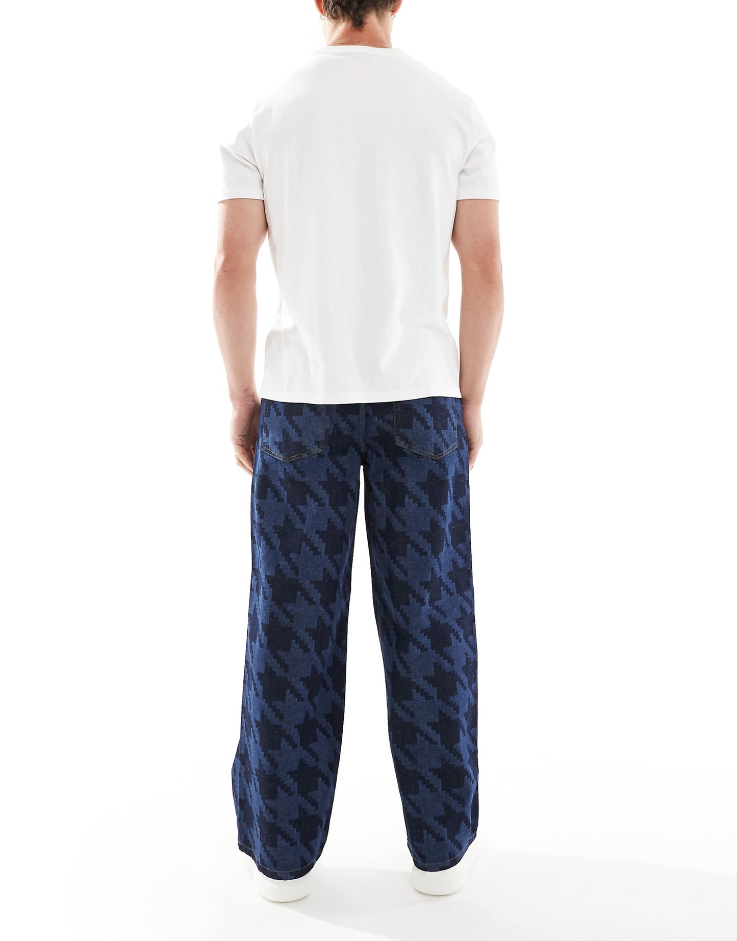 Super Baggy Jeans With Houndstooth Laser Print