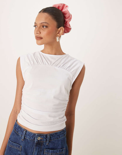 Ruched Cap Sleeve Tee