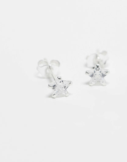 Cubic Zirconia Star Stud Earrings