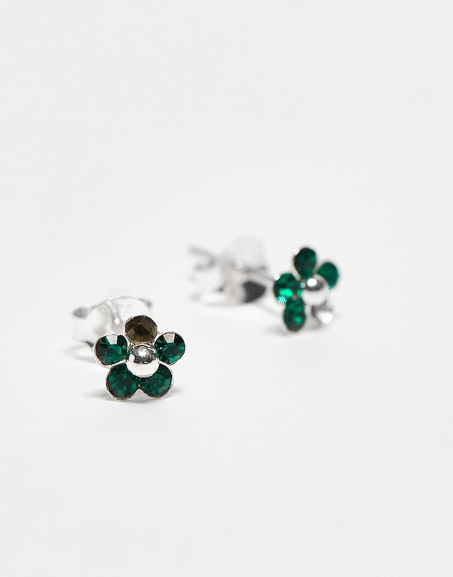 Emerald Gemset Flower Stud Earrings
