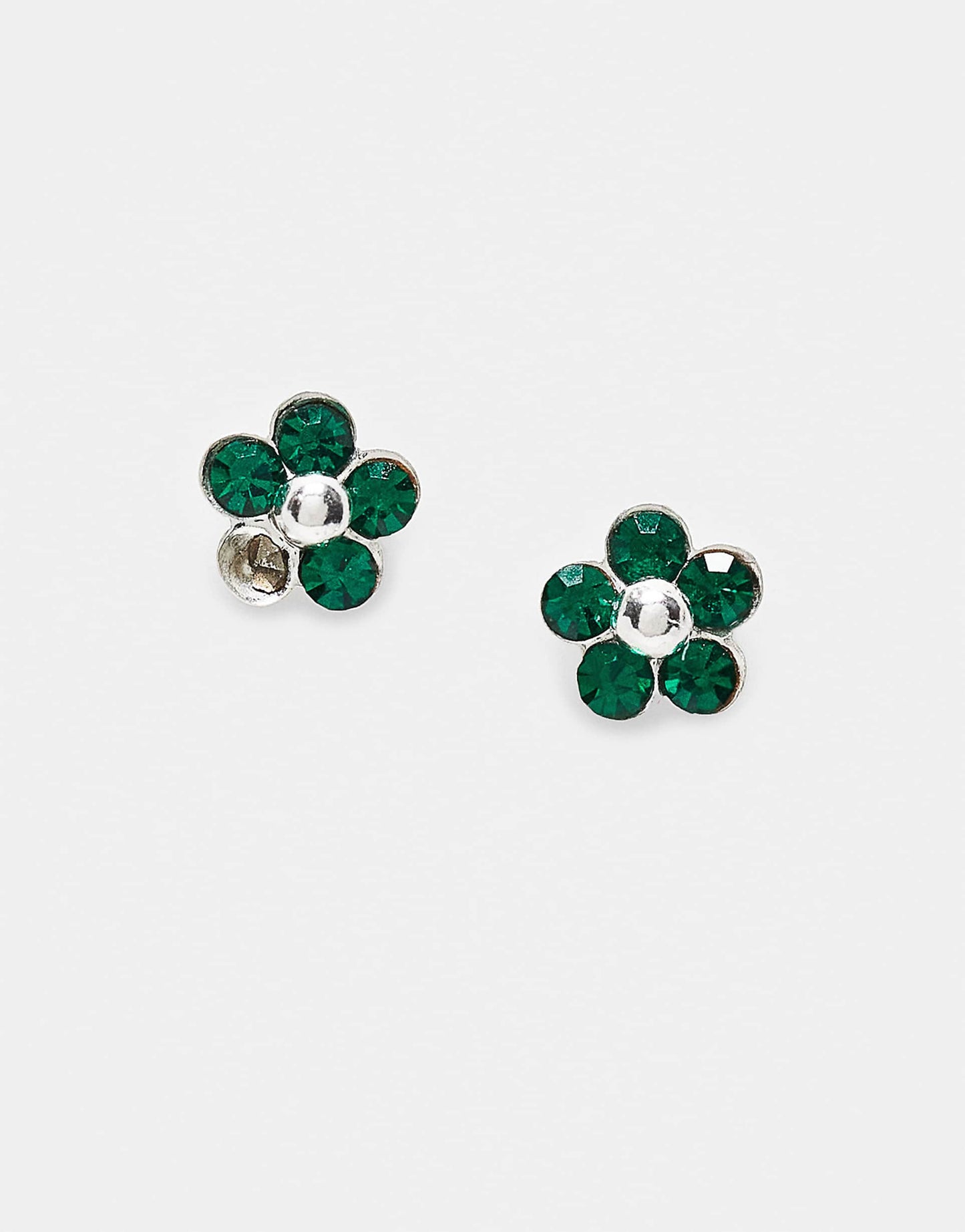 Emerald Gemset Flower Stud Earrings