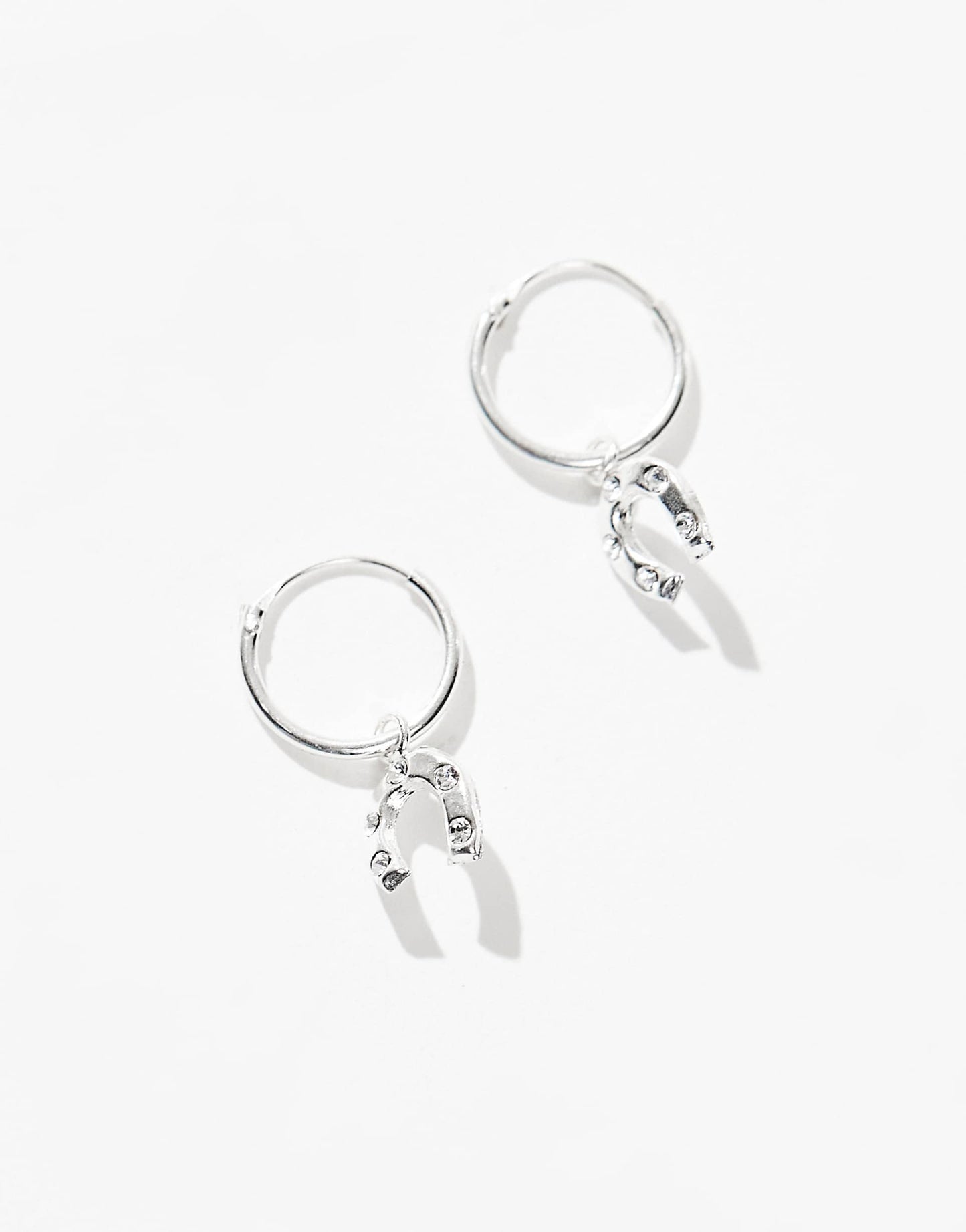 Hoop Earrings With Horseshoe Charm