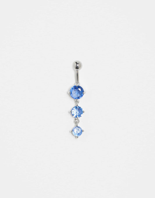 Triple Blue Gemstone Belly Bar