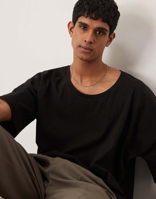 Oversized Dropped Shoulder Boxy T-Shirt With Scoop Neck