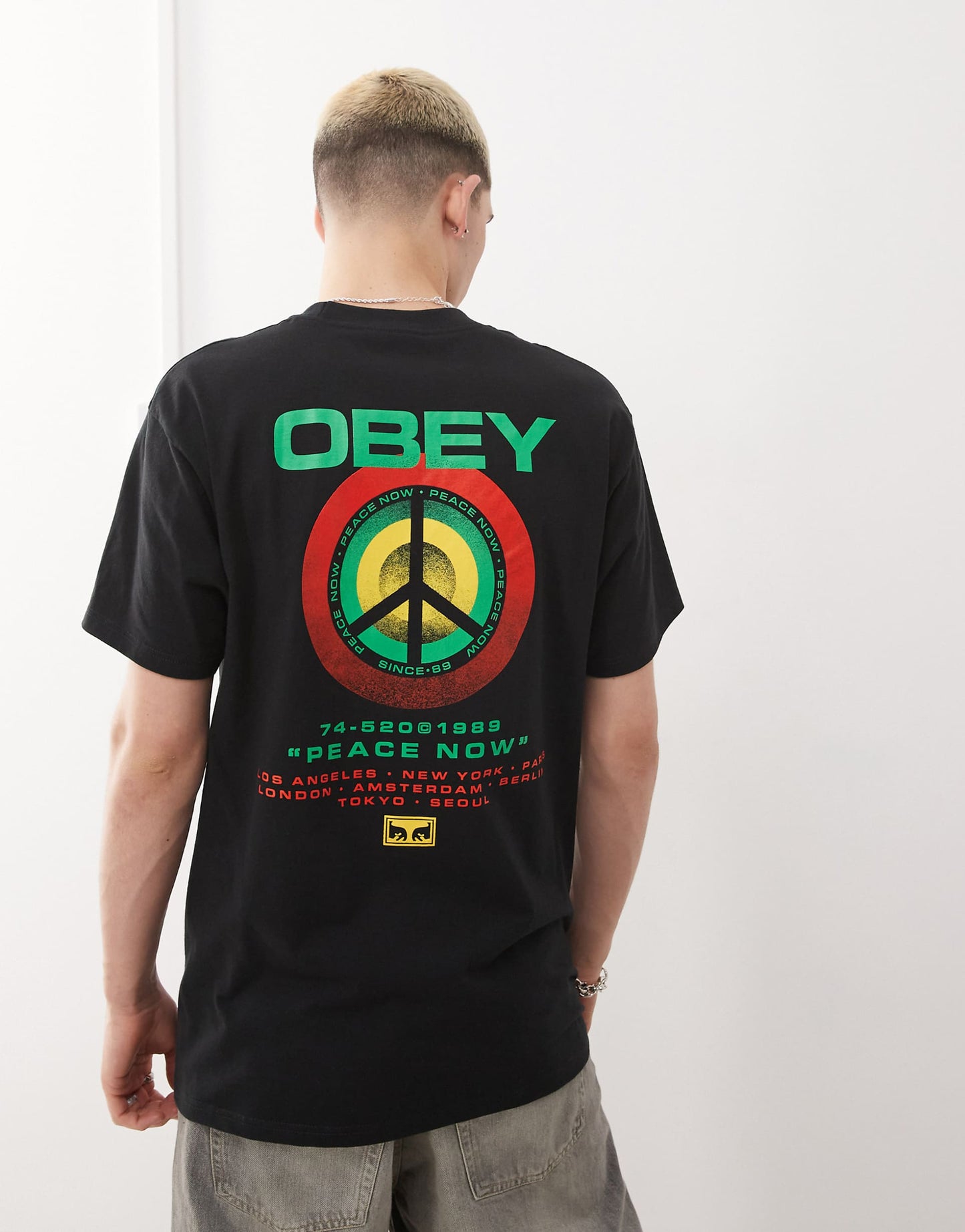 T-Shirt With Peace Target Back Print