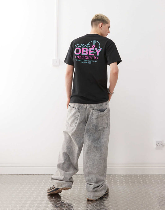 T-Shirt With Records Sound Waves Back Print