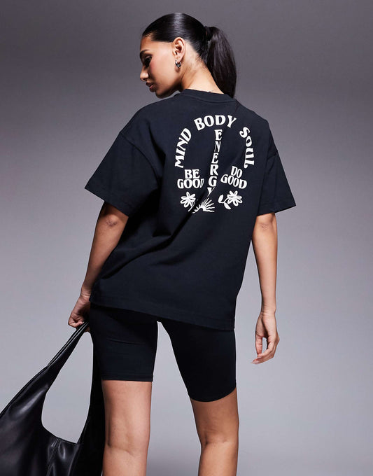 Boxy Heavyweight Quick Dry Oversized Training T-Shirt With Back Print