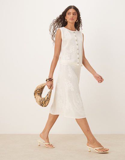 Lace Knit Awkward Length Skirt Co-Ord