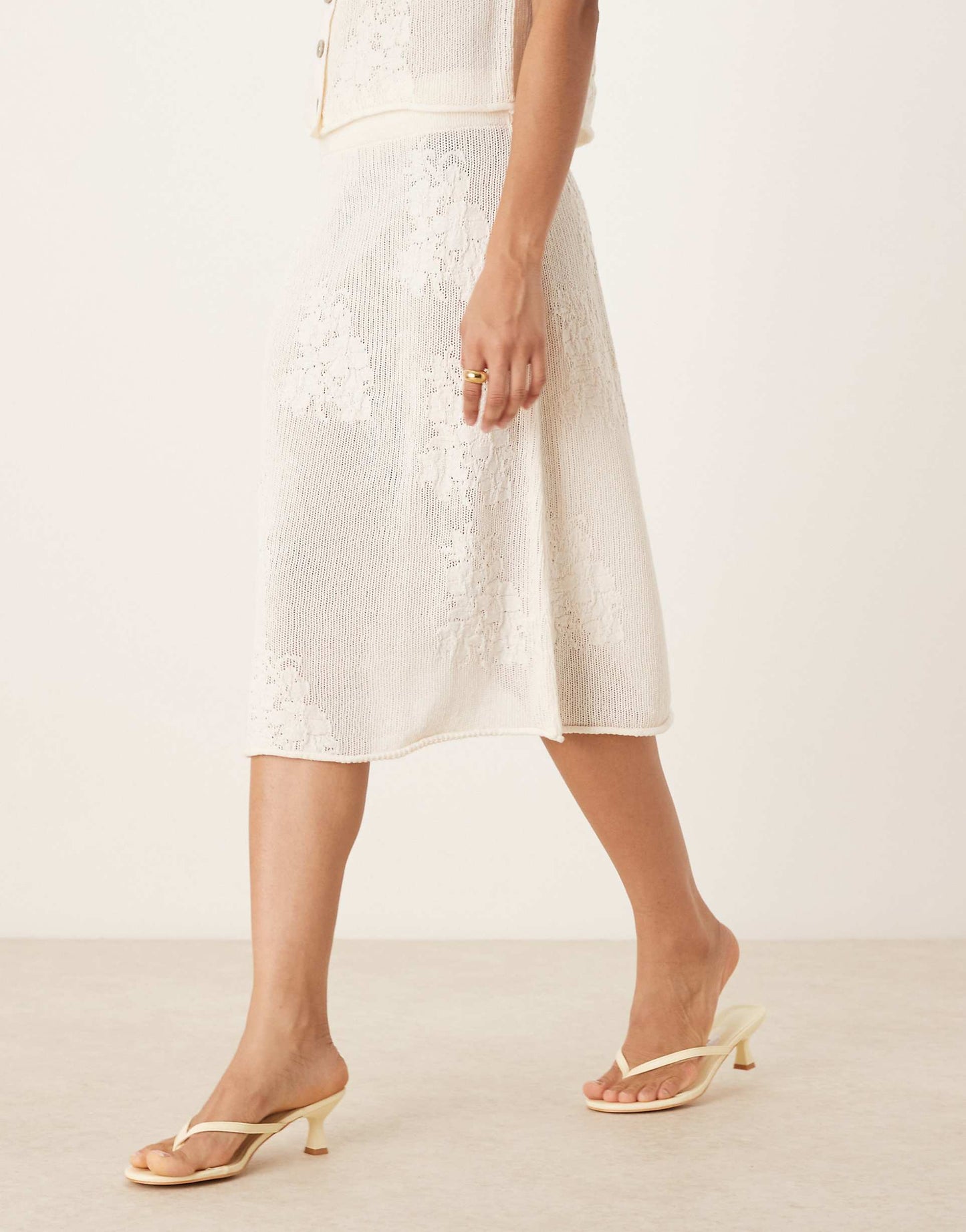 Lace Knit Awkward Length Skirt Co-Ord
