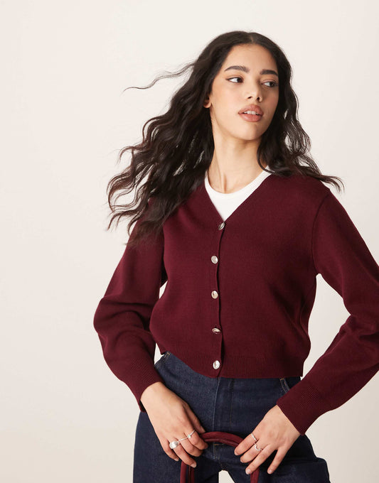 Compact Knit Cardigan With Cocoon Sleeve