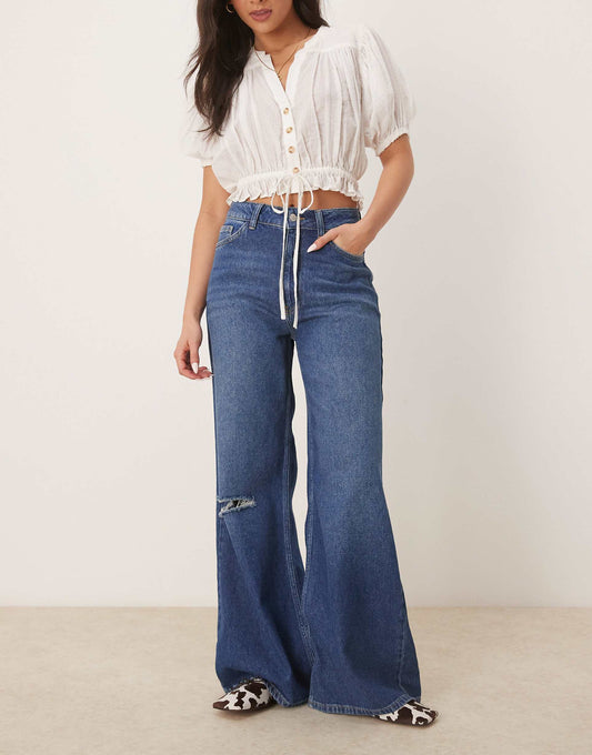 Soft Wide Leg Jean With Rips