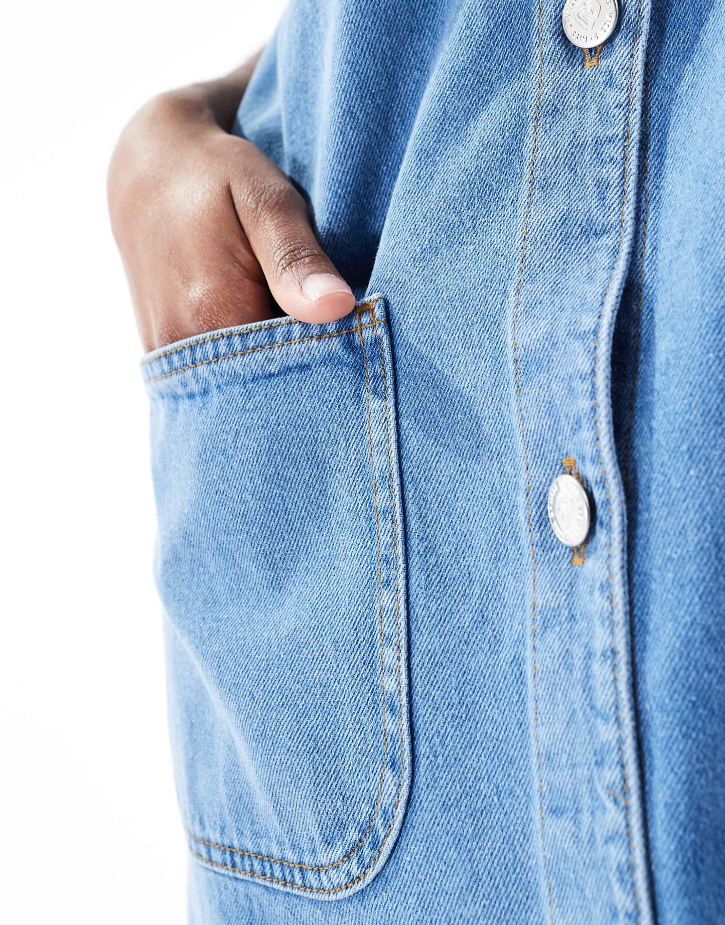 Denim Button Down Pinafore Dress