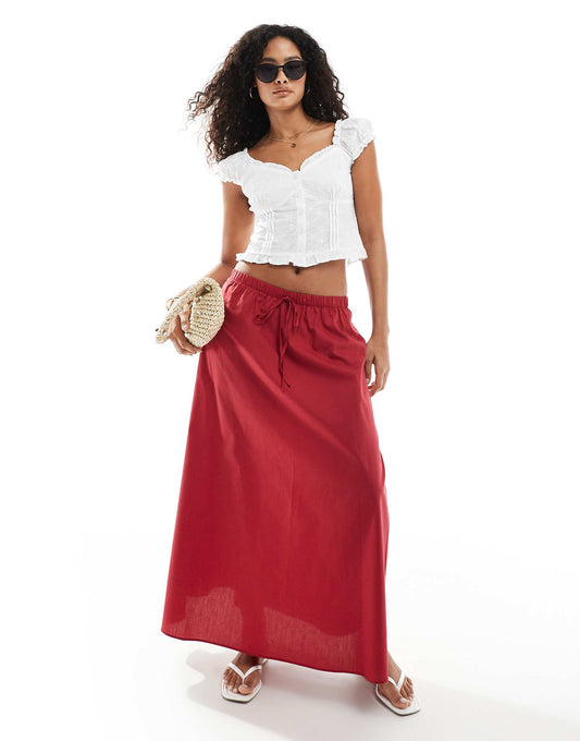 Floaty Drawstring Waist Midi Skirt