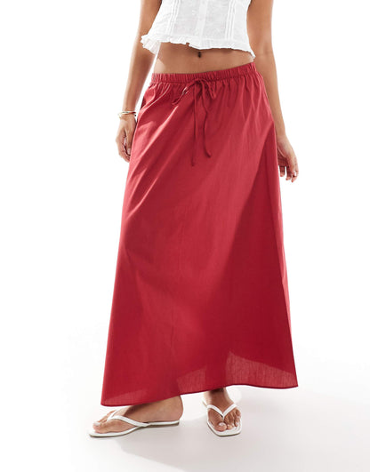 Floaty Drawstring Waist Midi Skirt