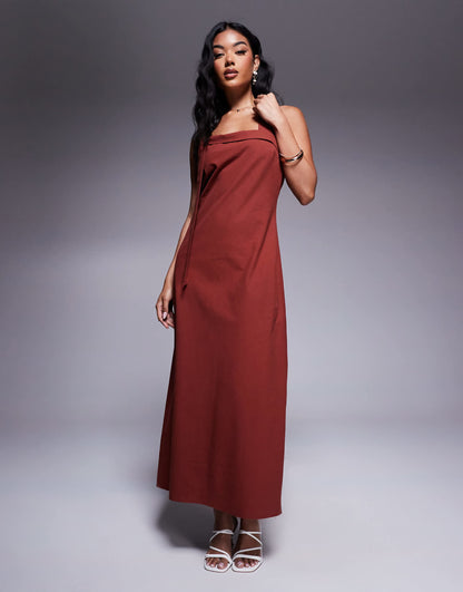 Halter Neck Maxi Dress With Knot Detail