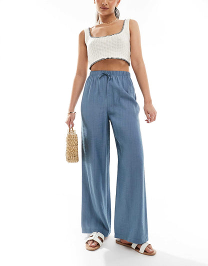 Crinkle Wide Leg Trousers