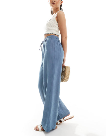 Crinkle Wide Leg Trousers