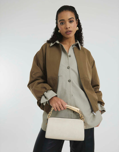 Metal Handle Shoulder Bag