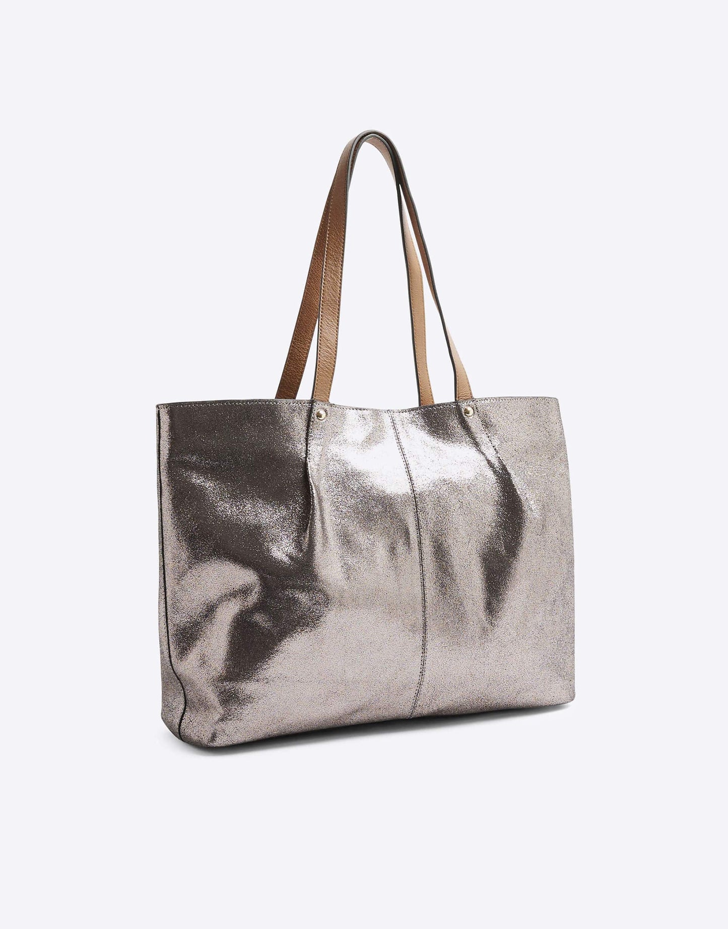 Leather Metallic Shopper Bag