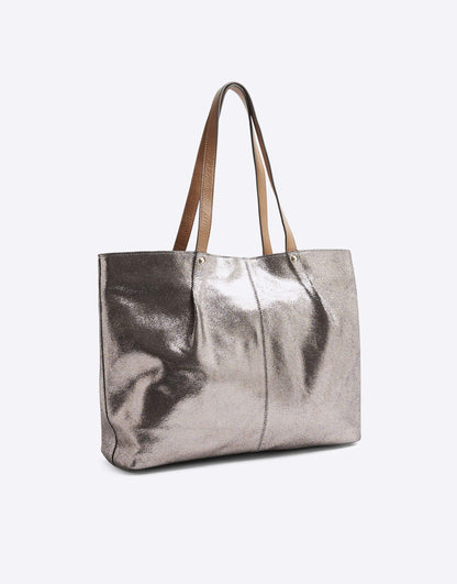 Leather Metallic Shopper Bag