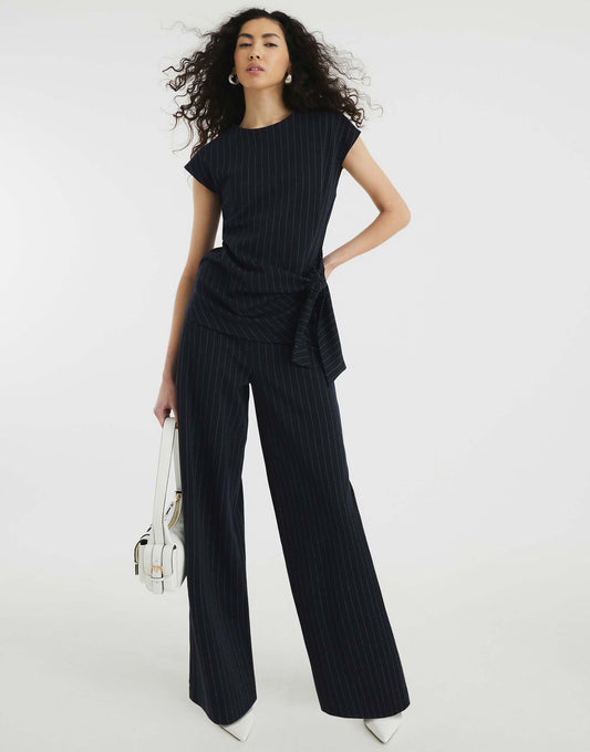 Drawstring Pinstripe Trousers