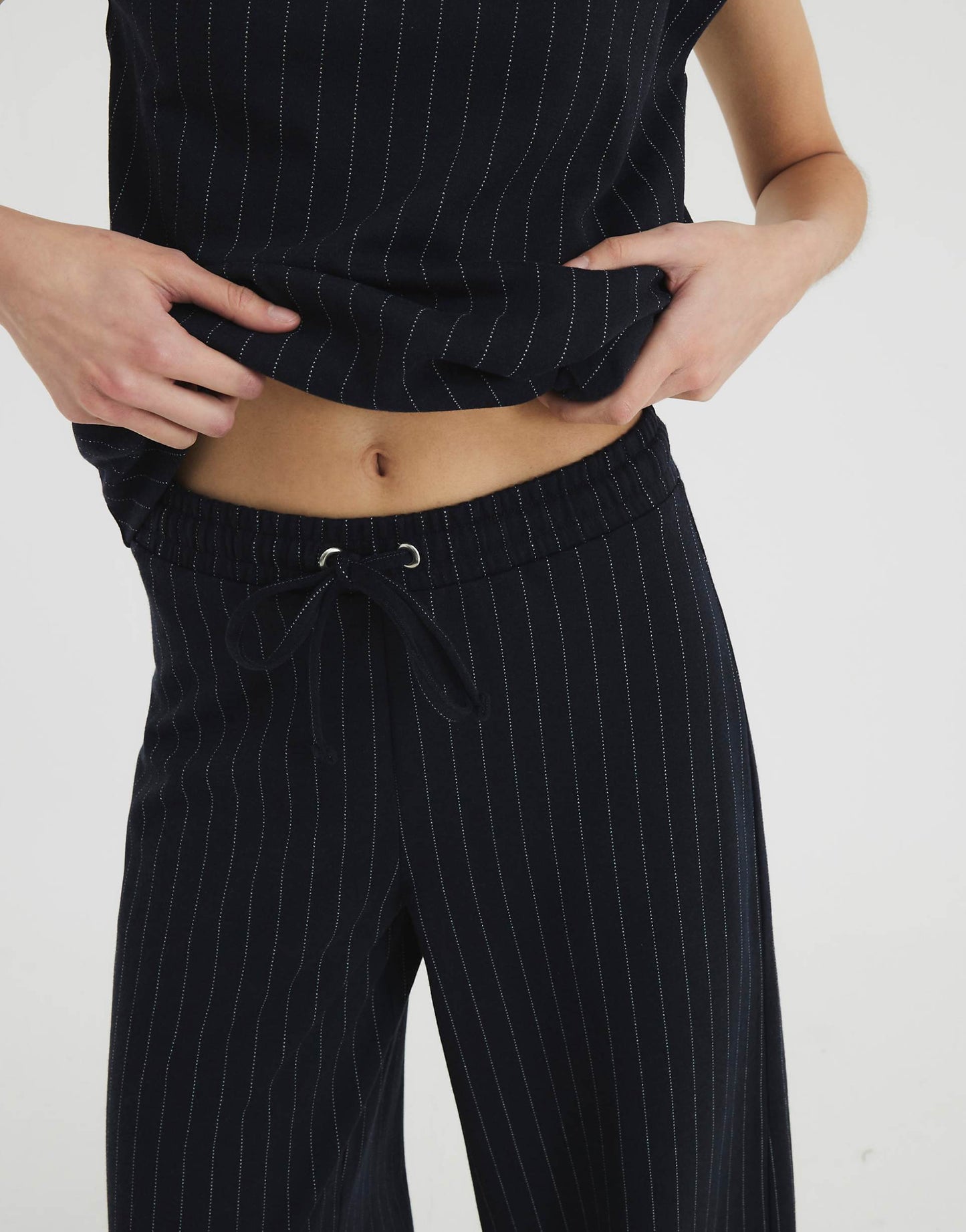Drawstring Pinstripe Trousers