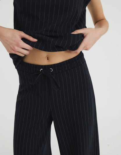 Drawstring Pinstripe Trousers