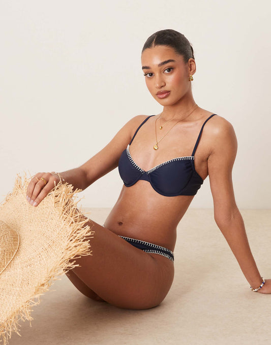 Stitch Detail Balconette Bikini Top