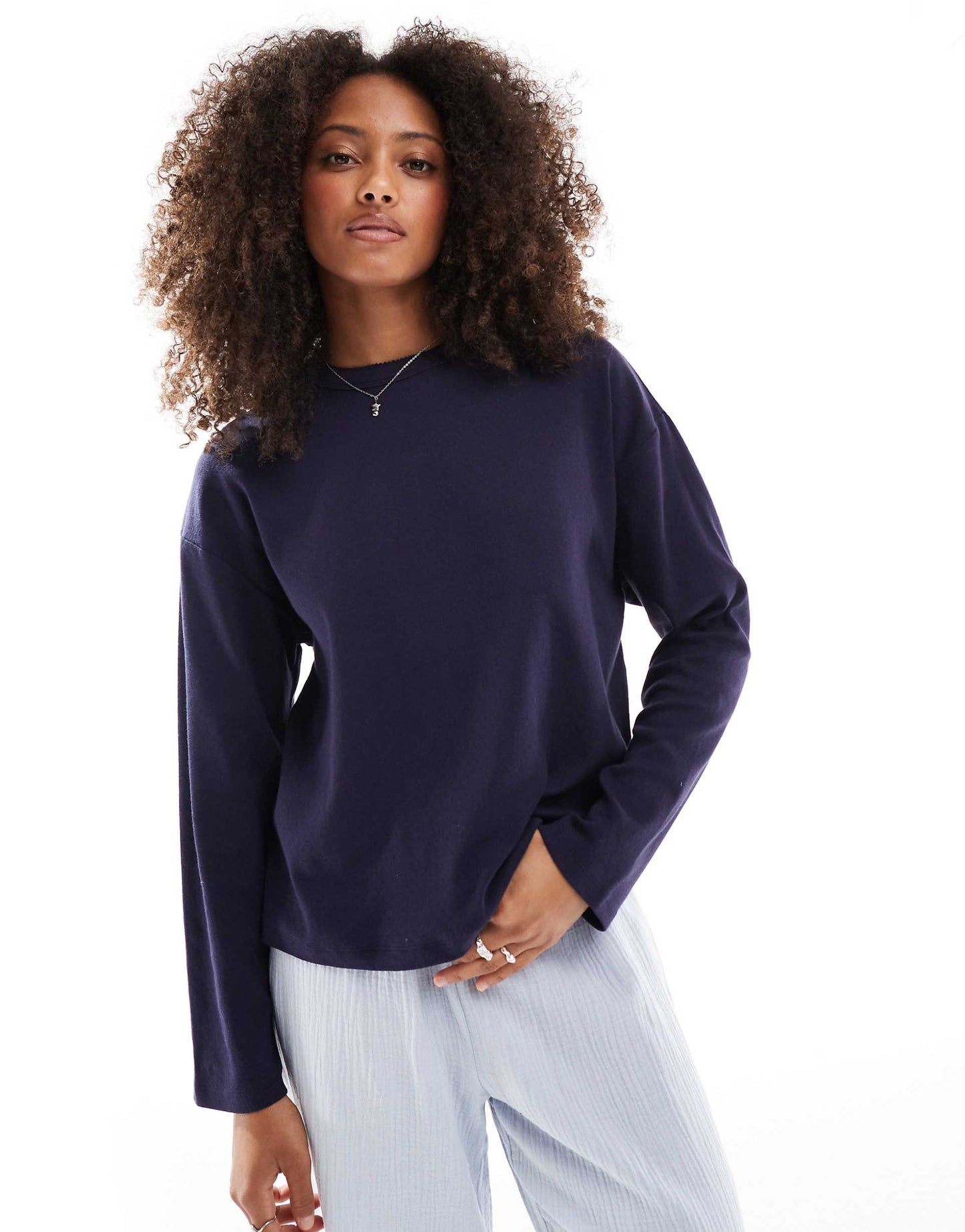 Pointelle Long Sleeve Top