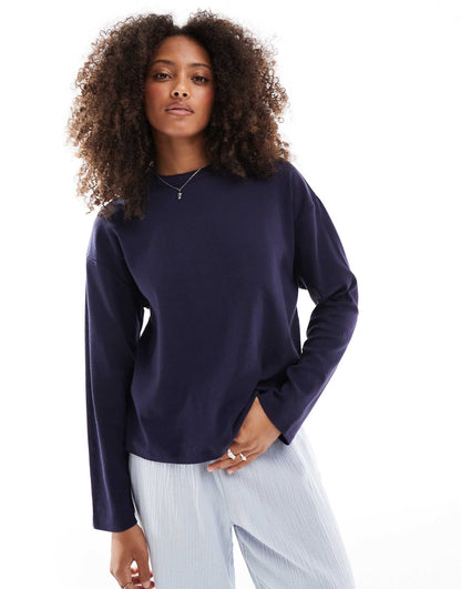 Pointelle Long Sleeve Top