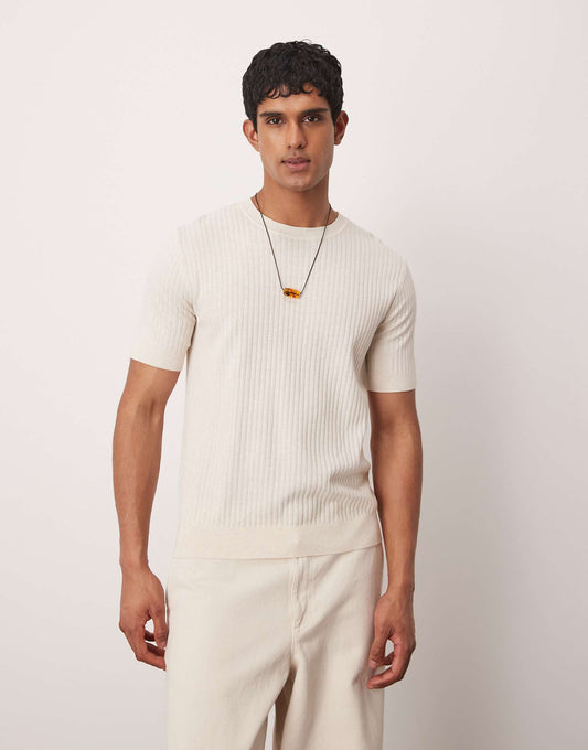 Ribbed Knitted T-Shirt