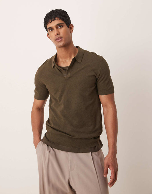 Knitted Collared Polo Shirt