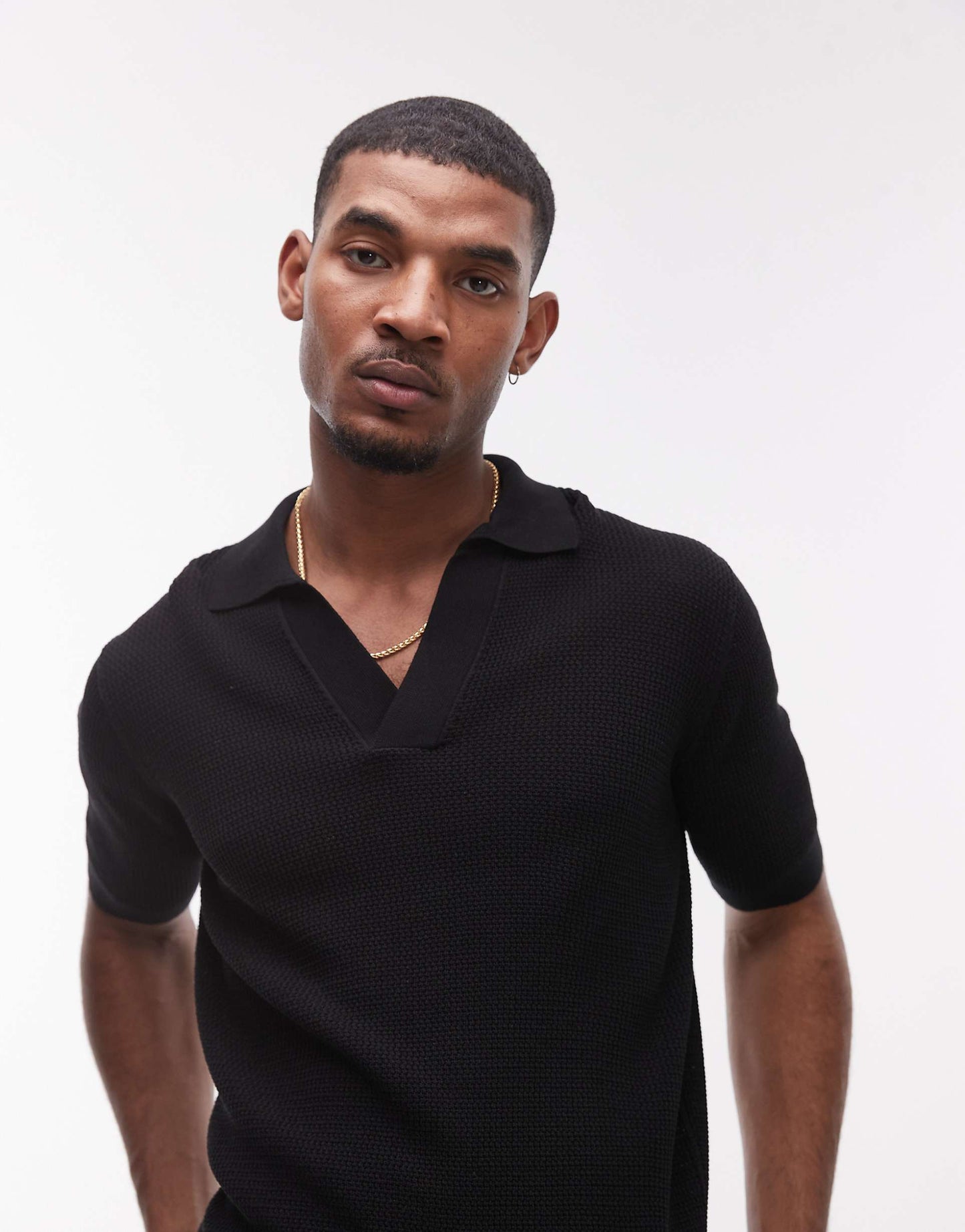 Revere Collar Knitted Poloshirt