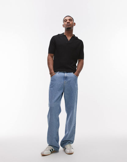 Revere Collar Knitted Poloshirt