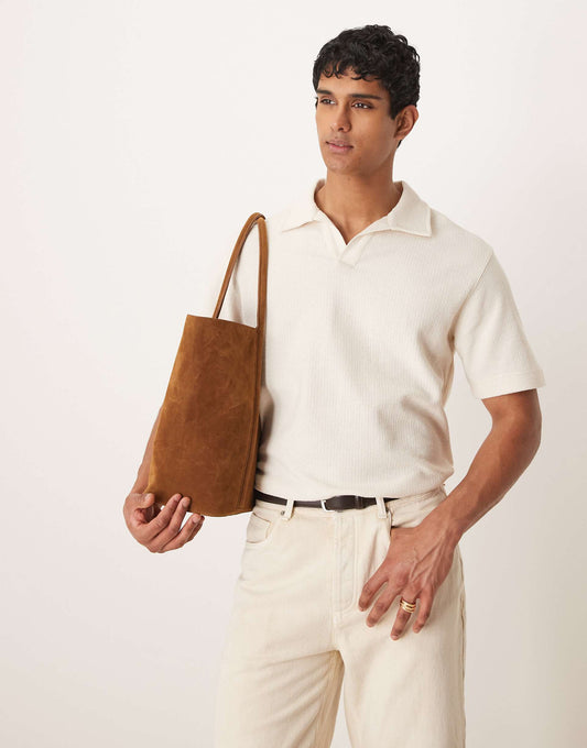 Knitted Open Collar Poloshirt