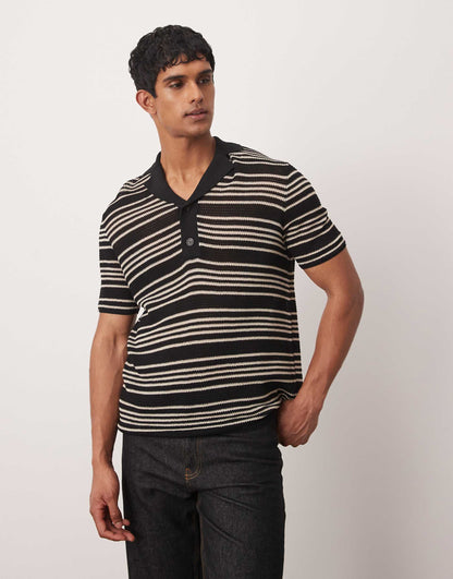 Stripe Crochet Poloshirt
