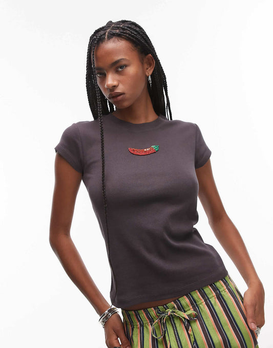 Everyday Tee With Chilli Embroidery