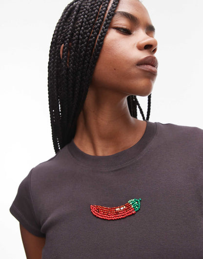 Everyday Tee With Chilli Embroidery