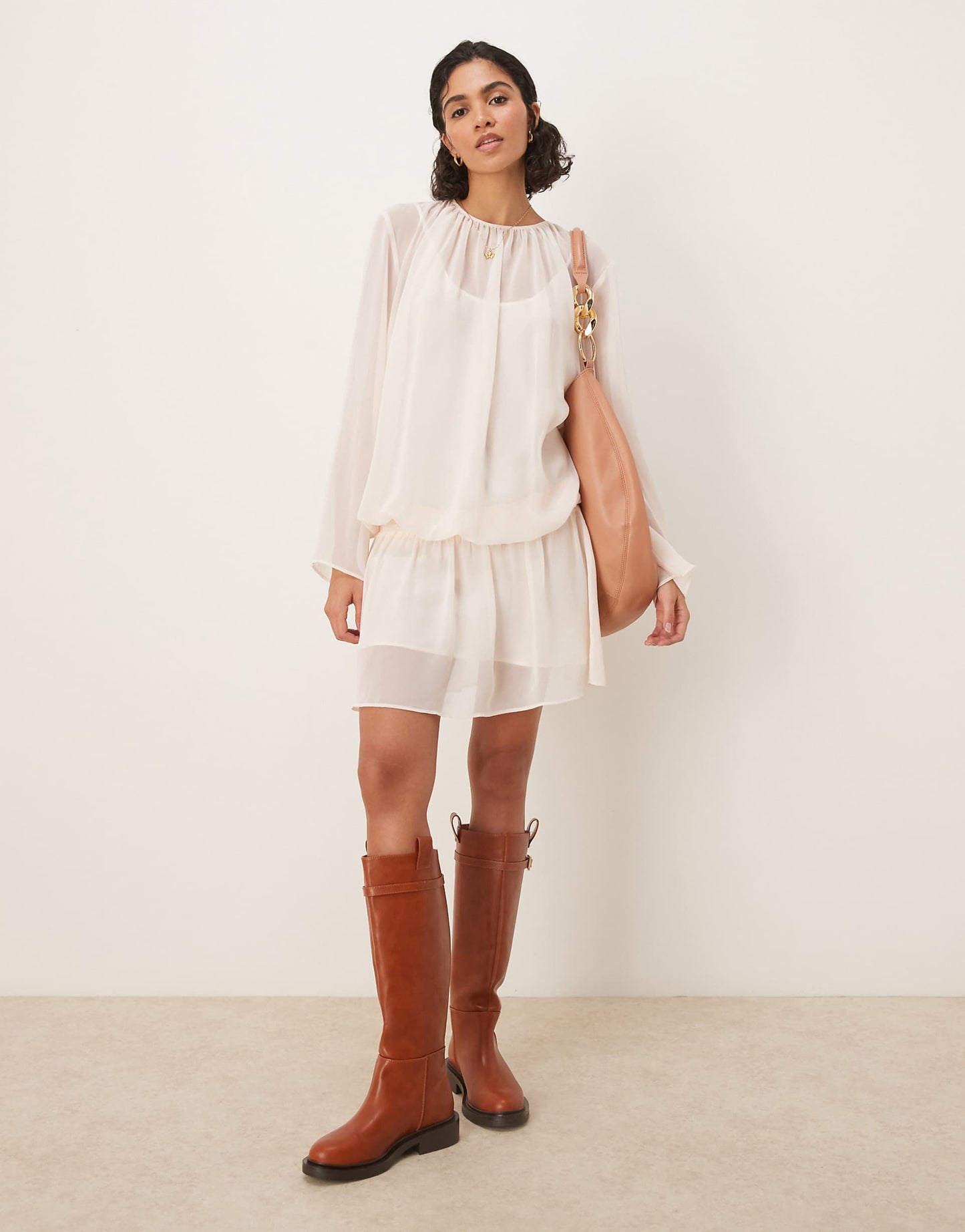 Chiffon Boho Blouson Mini Dress