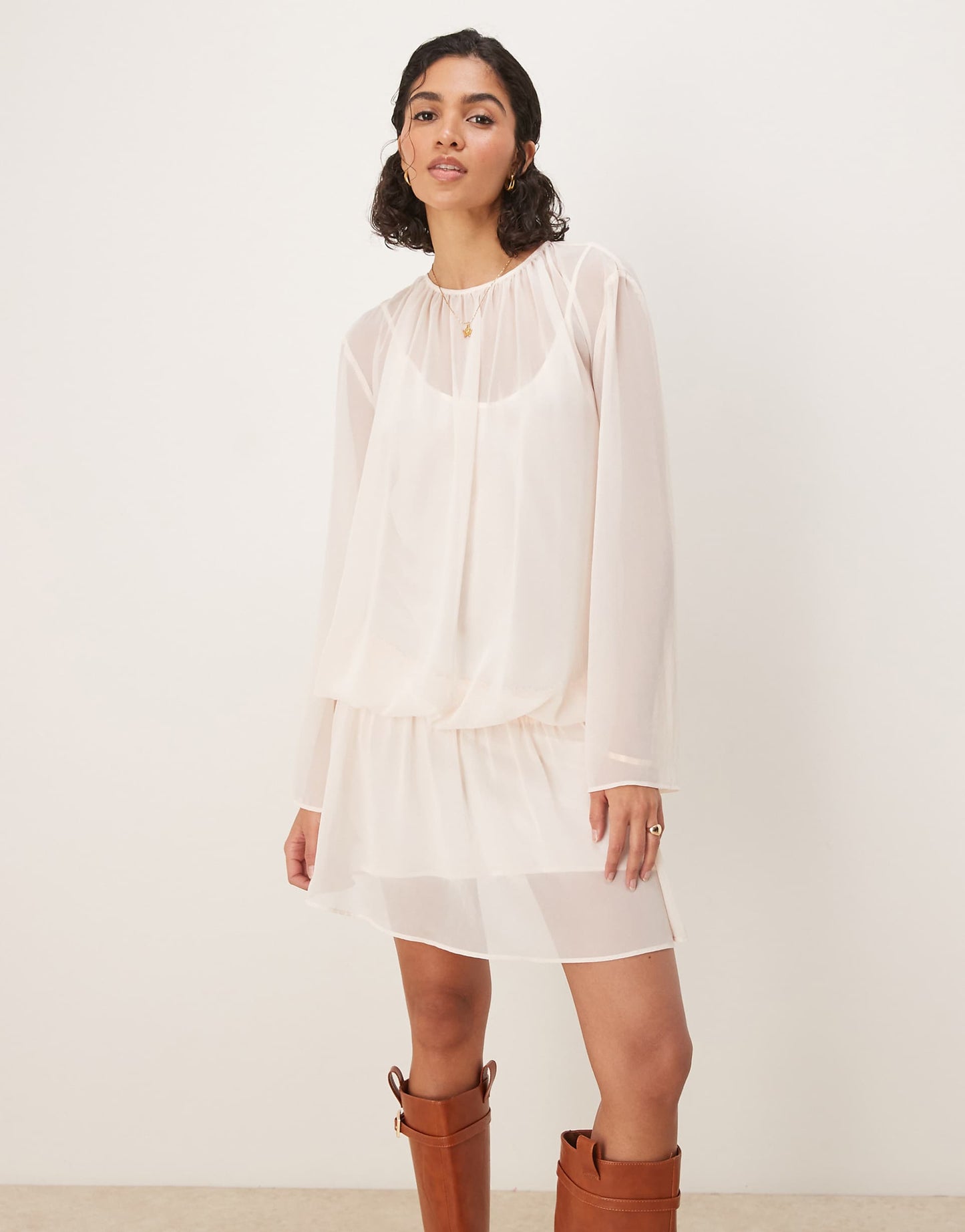 Chiffon Boho Blouson Mini Dress