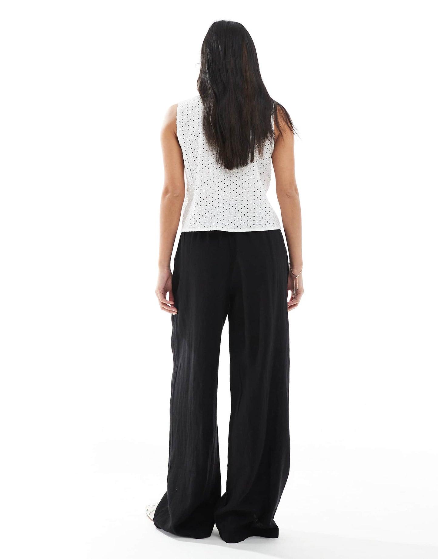 Petite Linen Touch Wide Leg Trousers