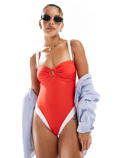 Colour Block Ring Detail Swimsuit