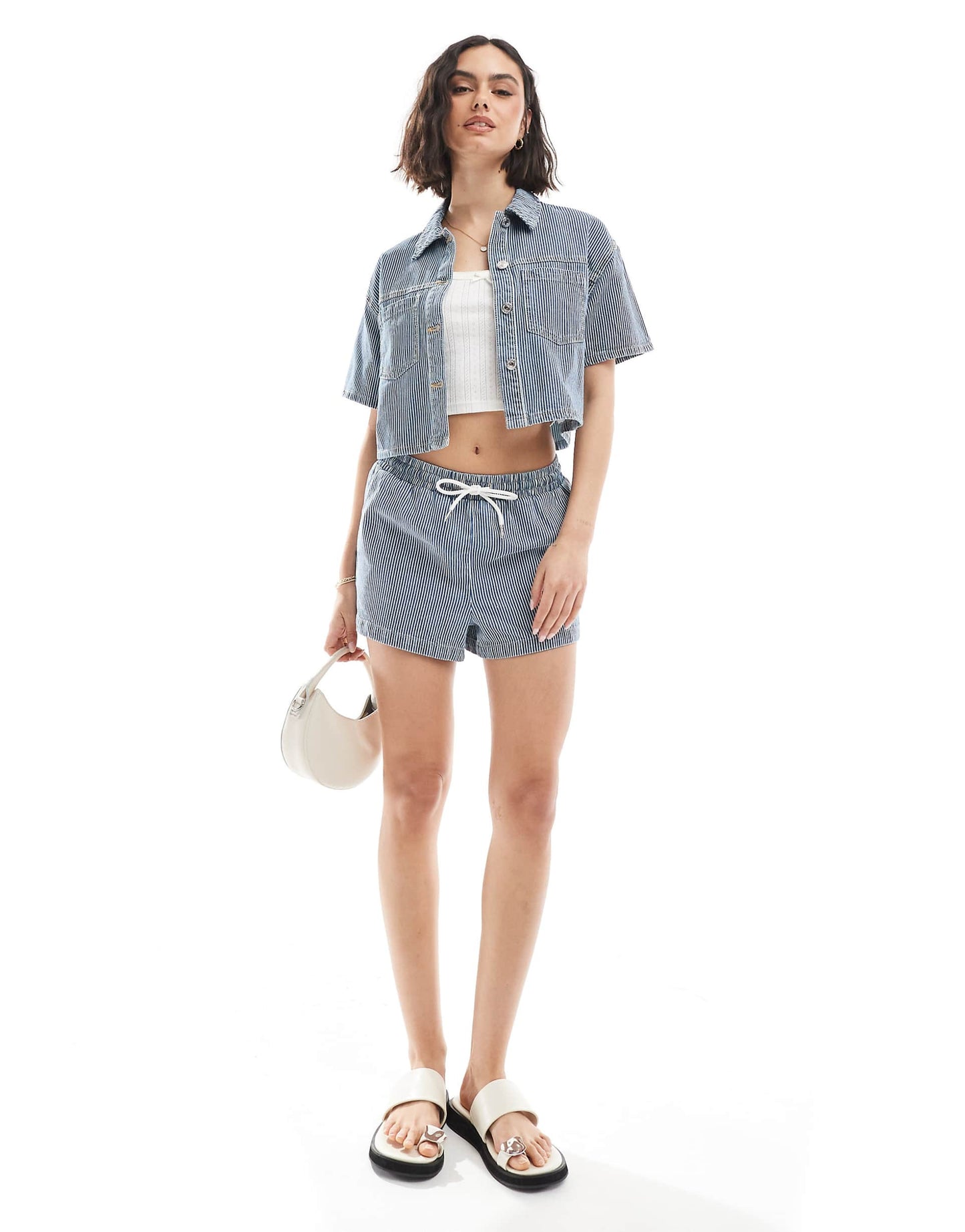Co-Ord Boxy Stripe Denim Shirt
