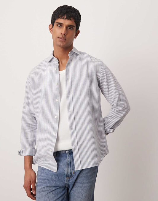 Smart Linen Striped Shirt