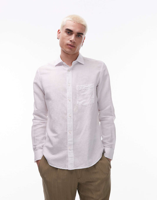Linen Mix Long Sleeve Shirt