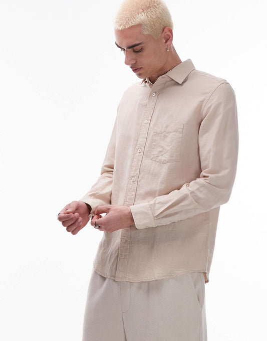 Linen Mix Long Sleeve Shirt