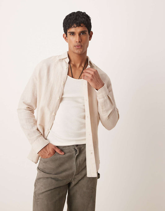 Linen Mix Long Sleeve Shirt