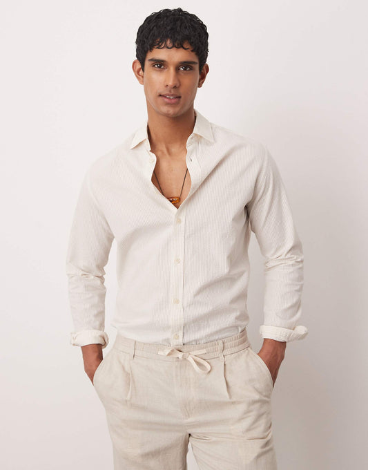 Seersucker Stripe Long Sleeve Shirt